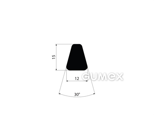 Geformtes Gummiprofil, 15x12mm, 60°ShA, EPDM, -40°C/+100°C, schwarz, 